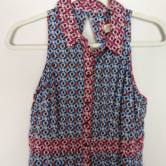 Anthropologie Maeve sz.6 Buckley Mini Dress  Button Front Pockets Geometric Boho - Picture 10 of 15